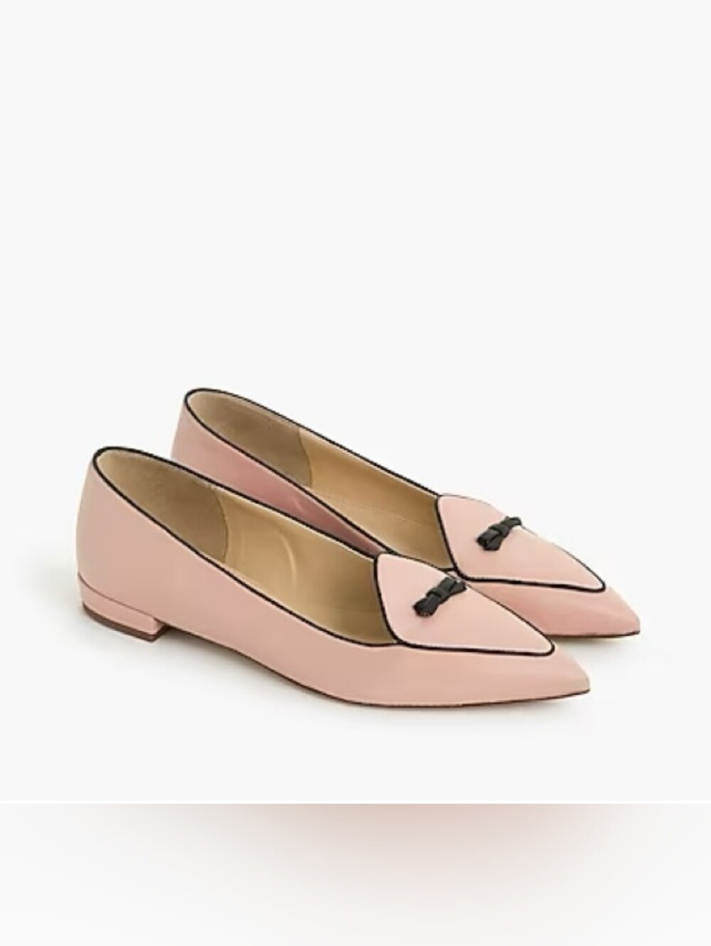 J.Crew Pointed Toe Pink Flats with Bow Accent